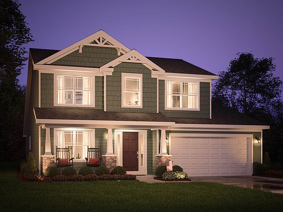 Exterior view of the Charlotte plan by S A Homes - 2 story home with full front porch, vinyl siding