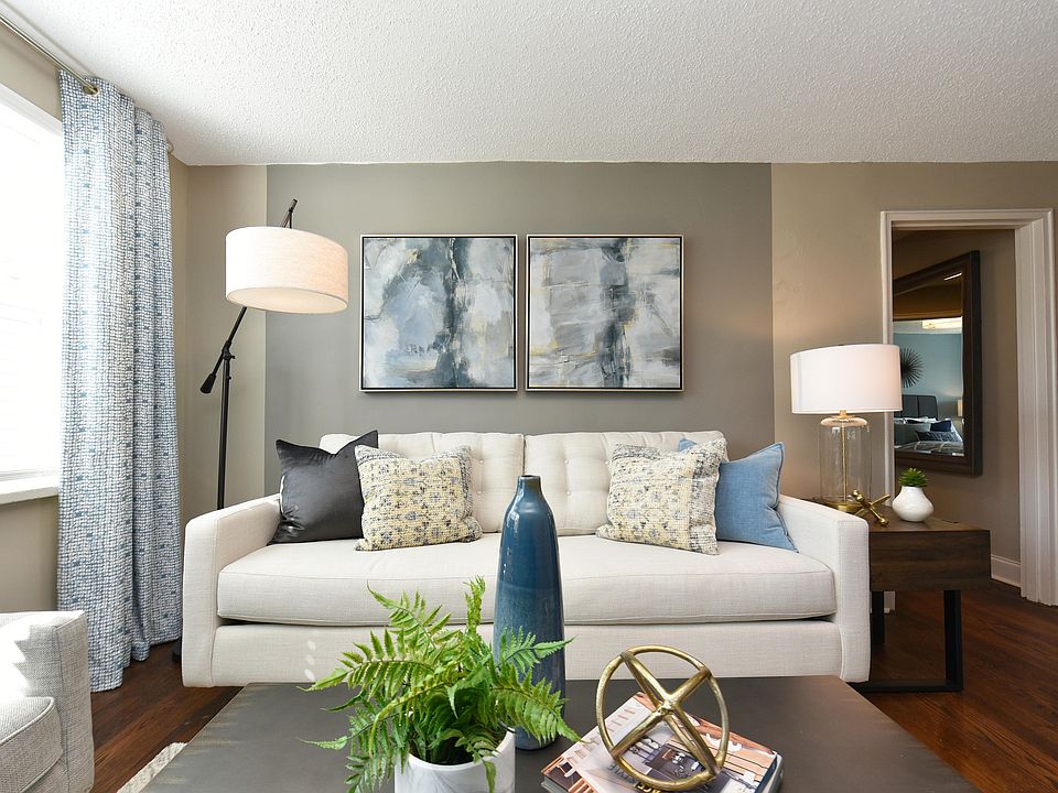 Spacious living room with hardwood-style flooring