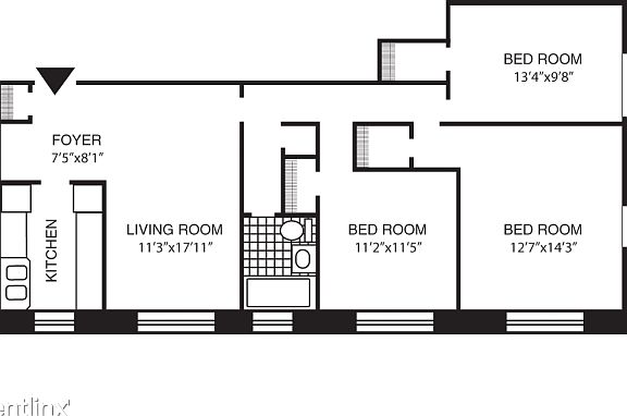 1 bed room lay out