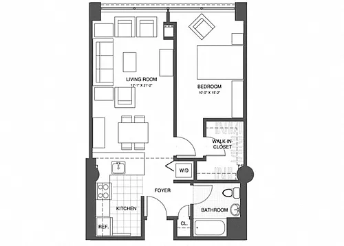 Floor plan 1 Bed/1 Bath