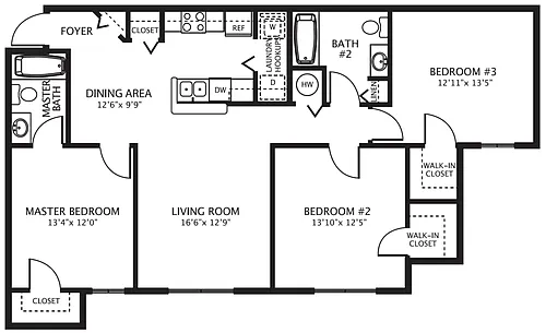 Floor plan 3 Bed 2 Bath
