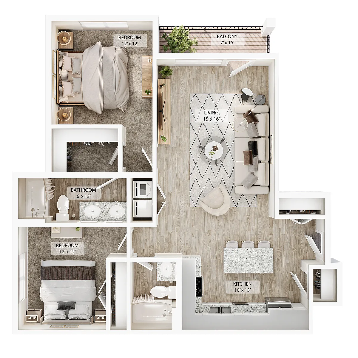 Floor plan 2 BR - Birch Summit