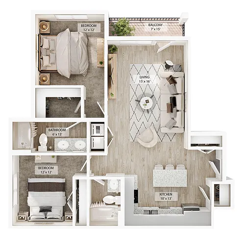 Floor plan 2 BR - Birch Summit