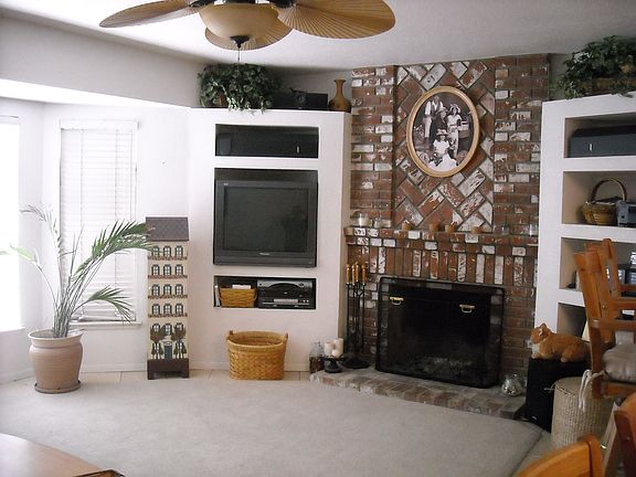 family room with gas fireplace