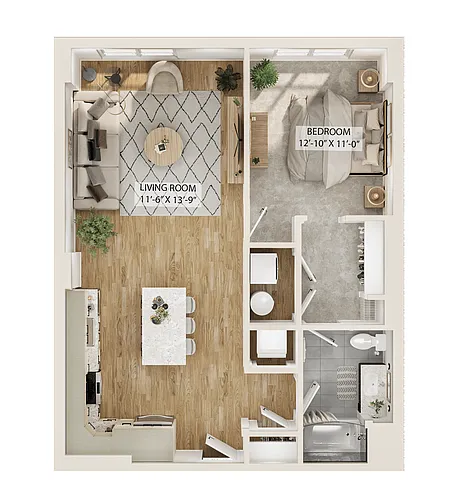 Floor plan 1 Bed/1 Bath-A7