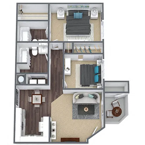 Floor plan B3: 2 Bed 2 Bath