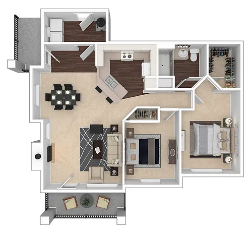 Floor plan 2x1 B1 - Renovated