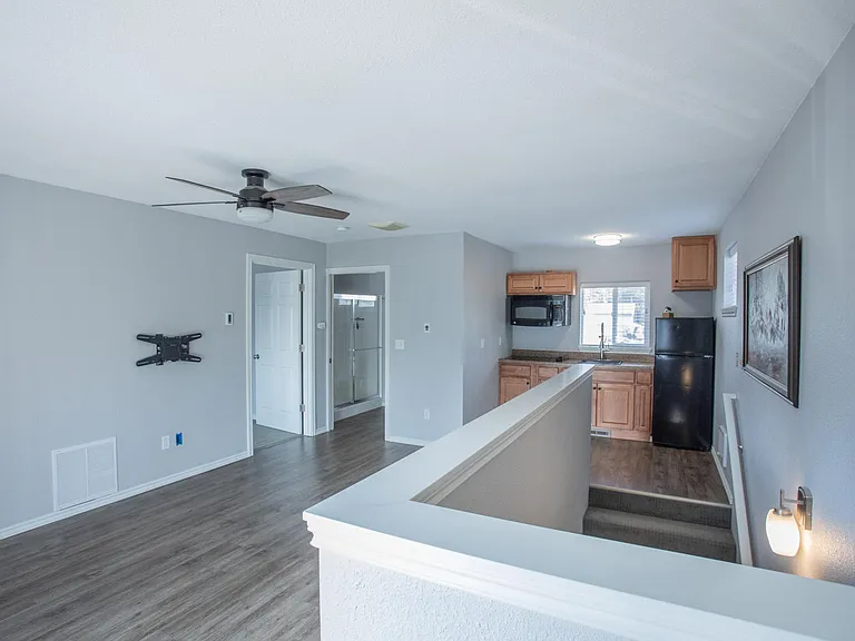 Upstairs Apartment Living Room and Kitchen.