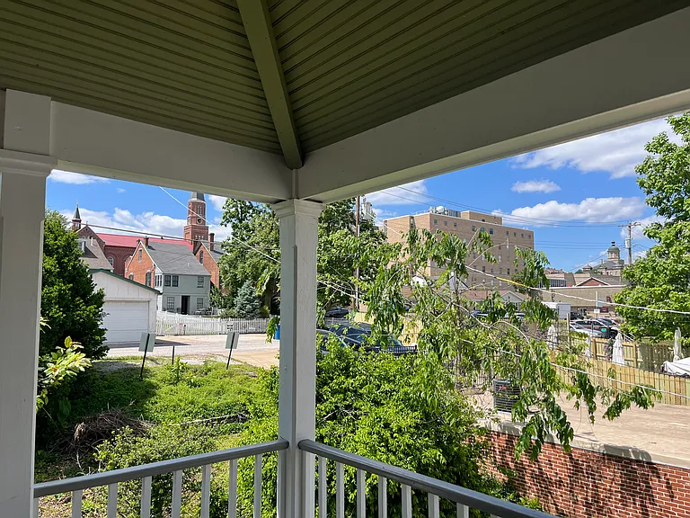 View from porch. The deck has room for a small table and chairs.