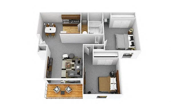 Floor plan 2 Bed 1 Bath