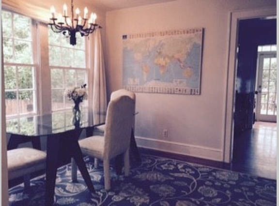 dining room with big window