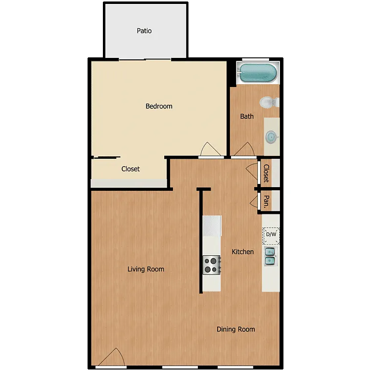 Floor plan 1 Bed 1 Bath