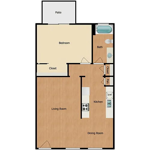 Floor plan 1 Bed 1 Bath