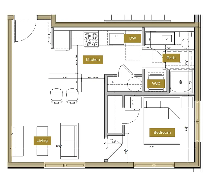 Floor plan 1 Bedroom Floor Plan L | Lofts North