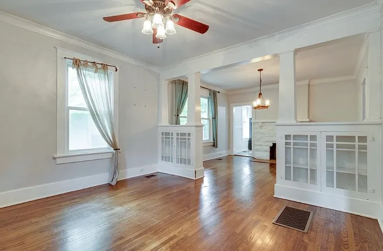 Living room and dining room