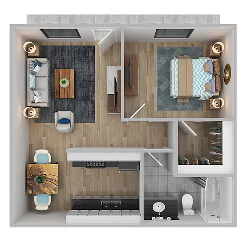 Floor plan 1 Bedroom 1 Bathroom