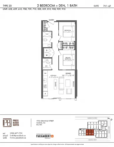 Floor plan 2 Bedroom + Den | Type 20