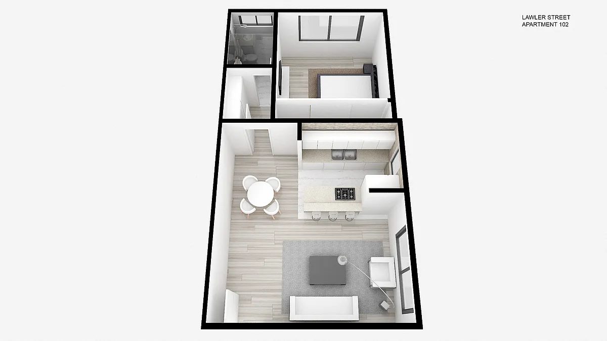Floor plan One Bed ~ One Bath