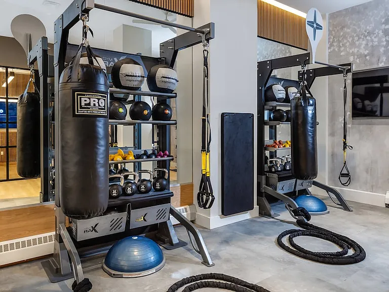 Fitness center with TRX equipment