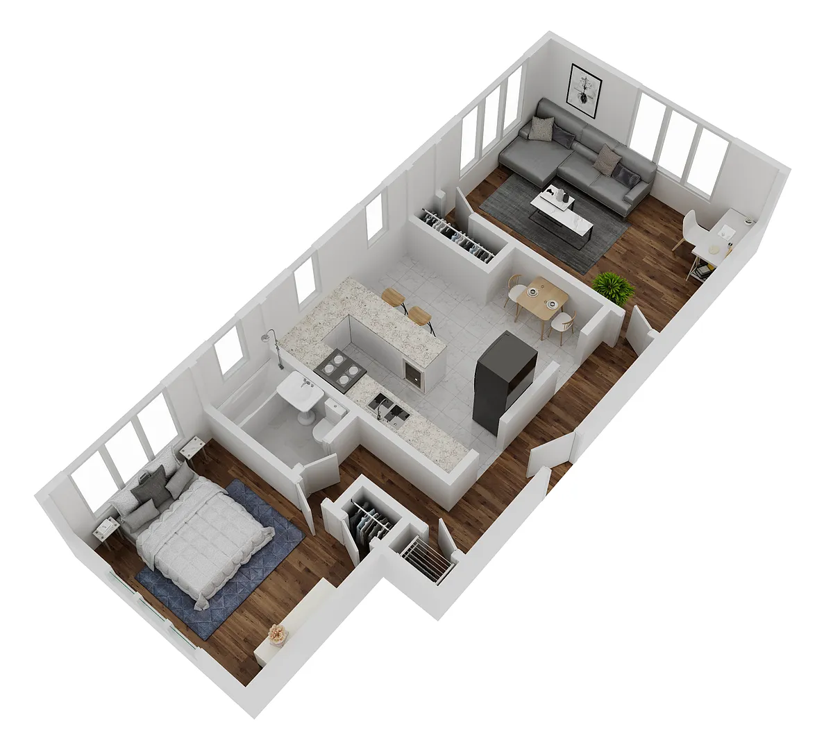 Floor plan 1 bed and 1 bath