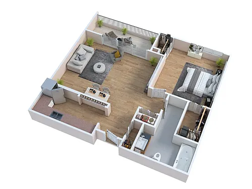 Floor plan One Bedroom - Aster