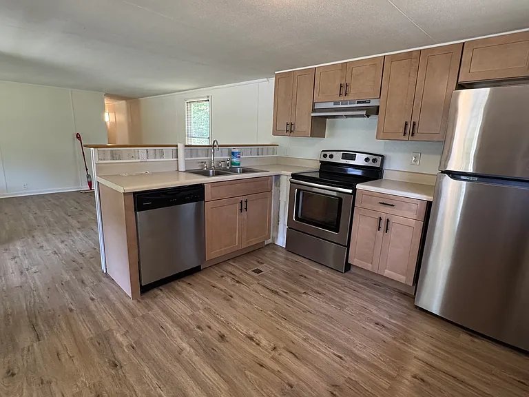 Kitchen looking into living space.