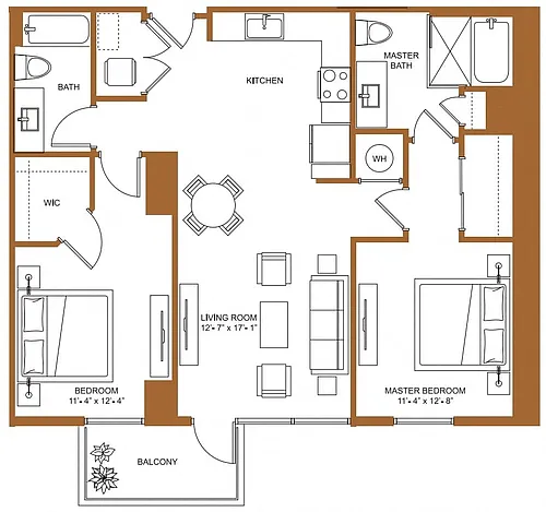 Floor plan 2 Bed/2 Bath-B4