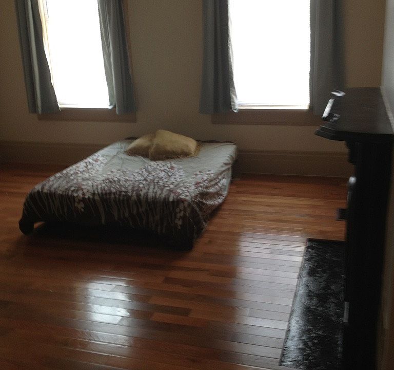Bedroom with new hardwood floor