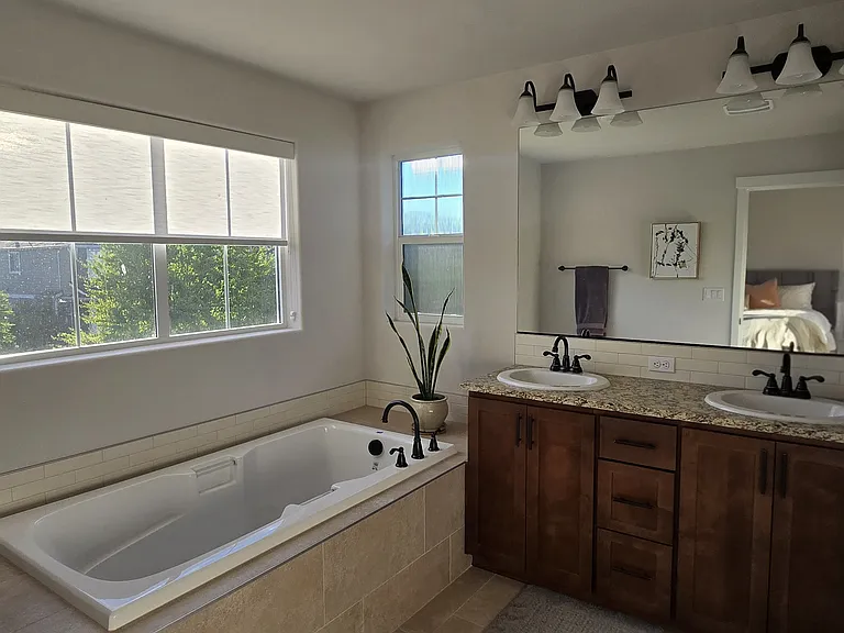Master bathroom with bath tub