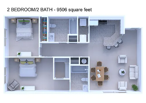 Floor plan 2 Bdrm Princeton