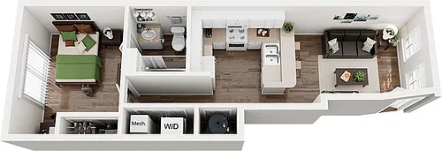 Floor plan 1 Bed x 1 Bath A