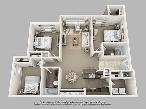 Floor plan Three Bedroom Two Bath