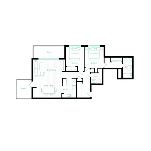 Floor plan 2X2 B