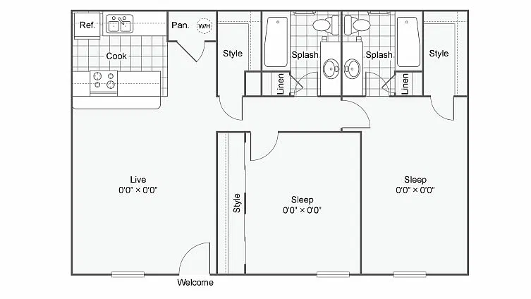 Floor plan The Jones: 2 Bedroom 2 Bath
