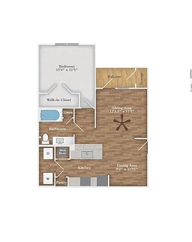 Floor plan 1 X 1 B
