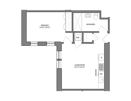 Floor plan 1 Bed 1 Bath Ling