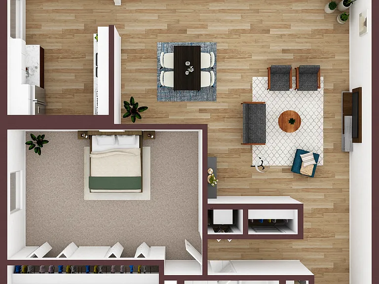 Woodmont- 1 Bedroom, 1 Bath Apt. with modern appliances, wood-plank flooring, and lots of closet space.