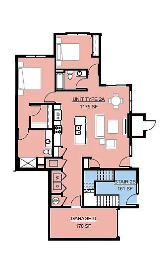 Floor plan 2 Bed 2 Bath