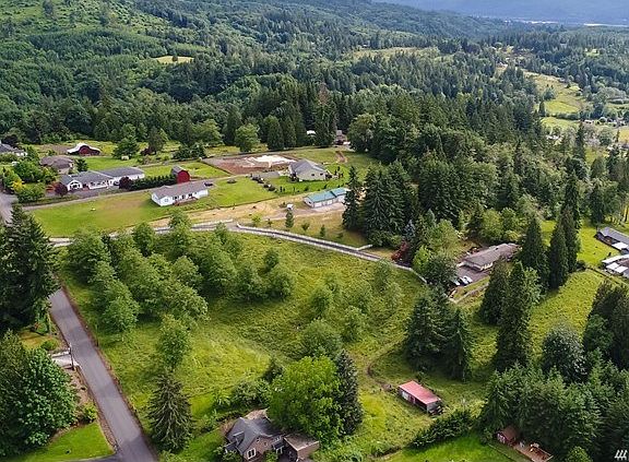Birdseye View showing shop, house & barn