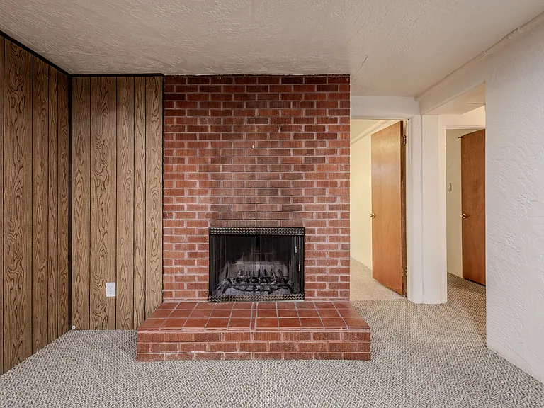 Wood burning fireplace to keep this area cozy.