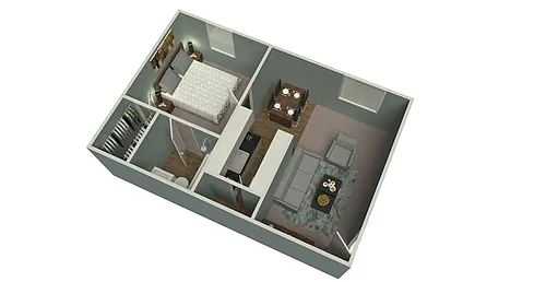 Floor plan 1 Bed 1 Bath B