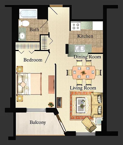 Floor plan 1B 1 Bed 1 Bath 4