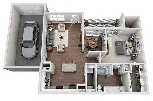 Floor plan Magnolia 1 Bedroom 1 Bath Renovated