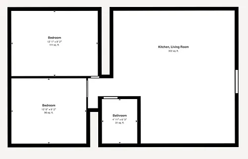 Floor plan 2 Bedroom / 1 Bath