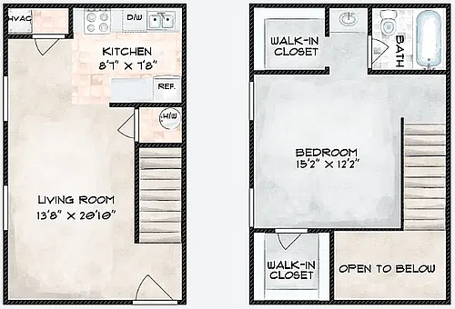 Floor plan 1 Bedroom Townhome