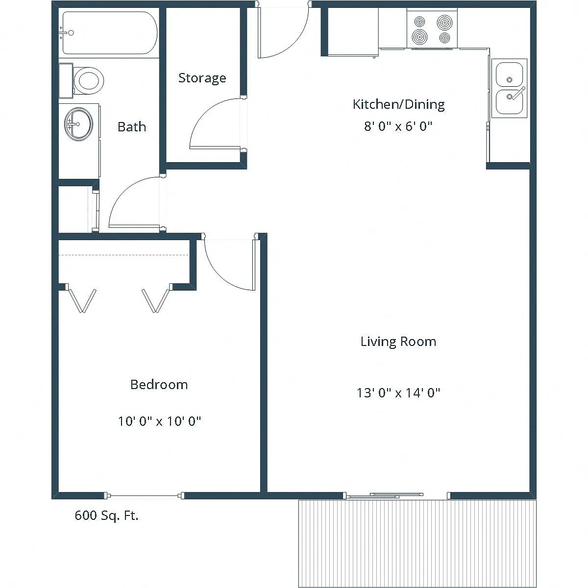 Floor plan One Bedroom 11B