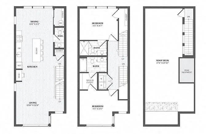Floor plan 2 Bed/2_5 Bath TH-2B - 29 Audubon Street