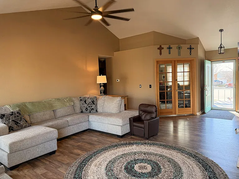 Living room/double doors to office