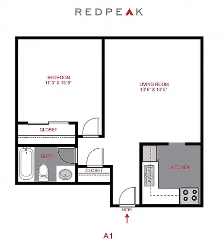 Floor plan 1 Bed 1 Bath