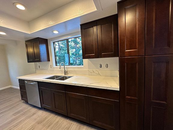 Kitchen with pantry on right.